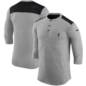 Buffalo Bills Nike Performance Henley 3/4-Sleeve T-Shirt – Heathered Gray/Black